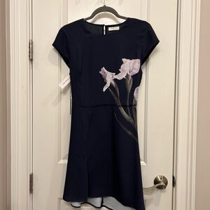 Aritzia Navy Dress with Light Purple Floral Print